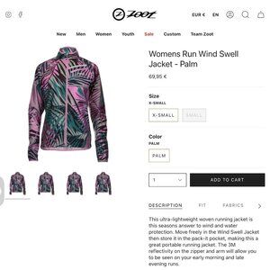 Zoot Sports Wind Swell Full Zip Run / Athletic Jacket XS